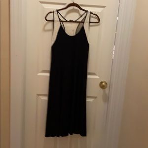 Three Dots T-back Dress, black & ivory mesh, Sz L